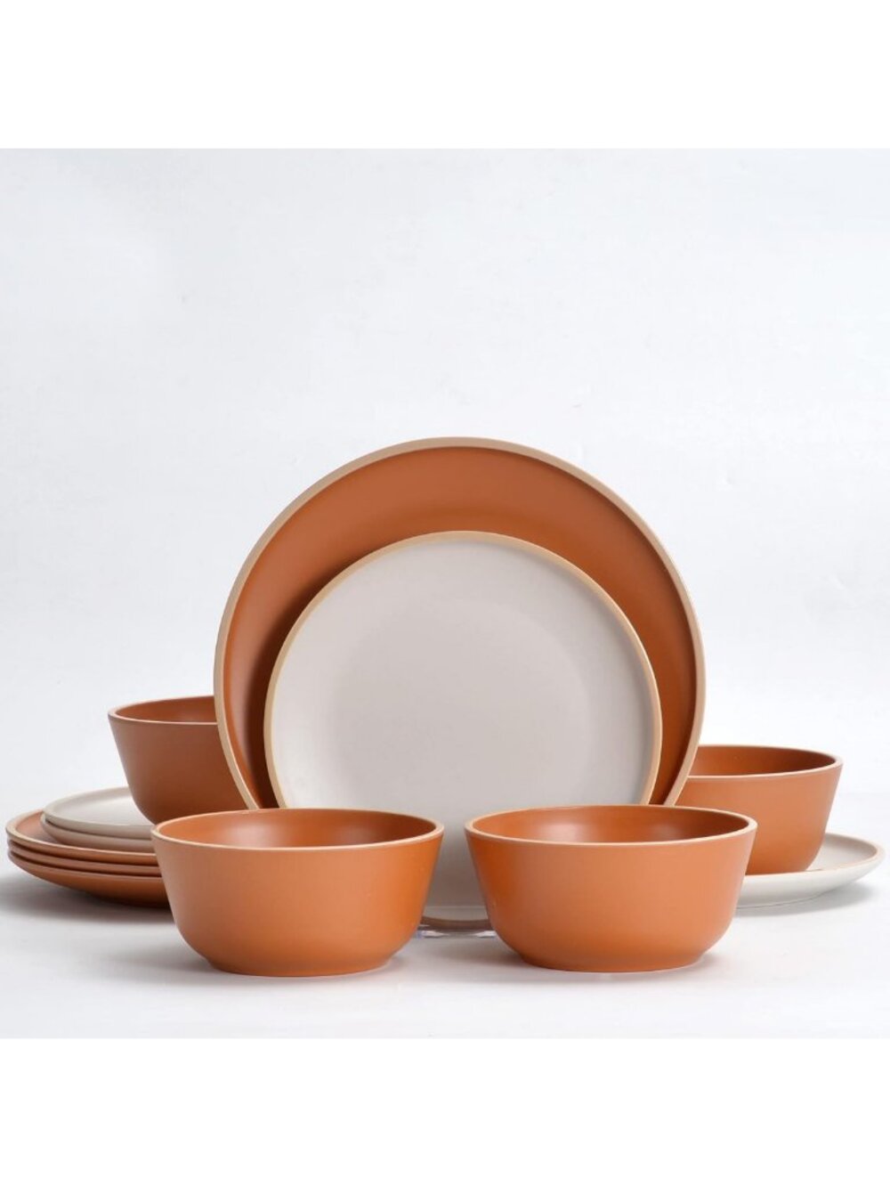 Unbreakable 12-Piece Melamine Dinnerware Set for 4 - Dishwasher Safe, Party